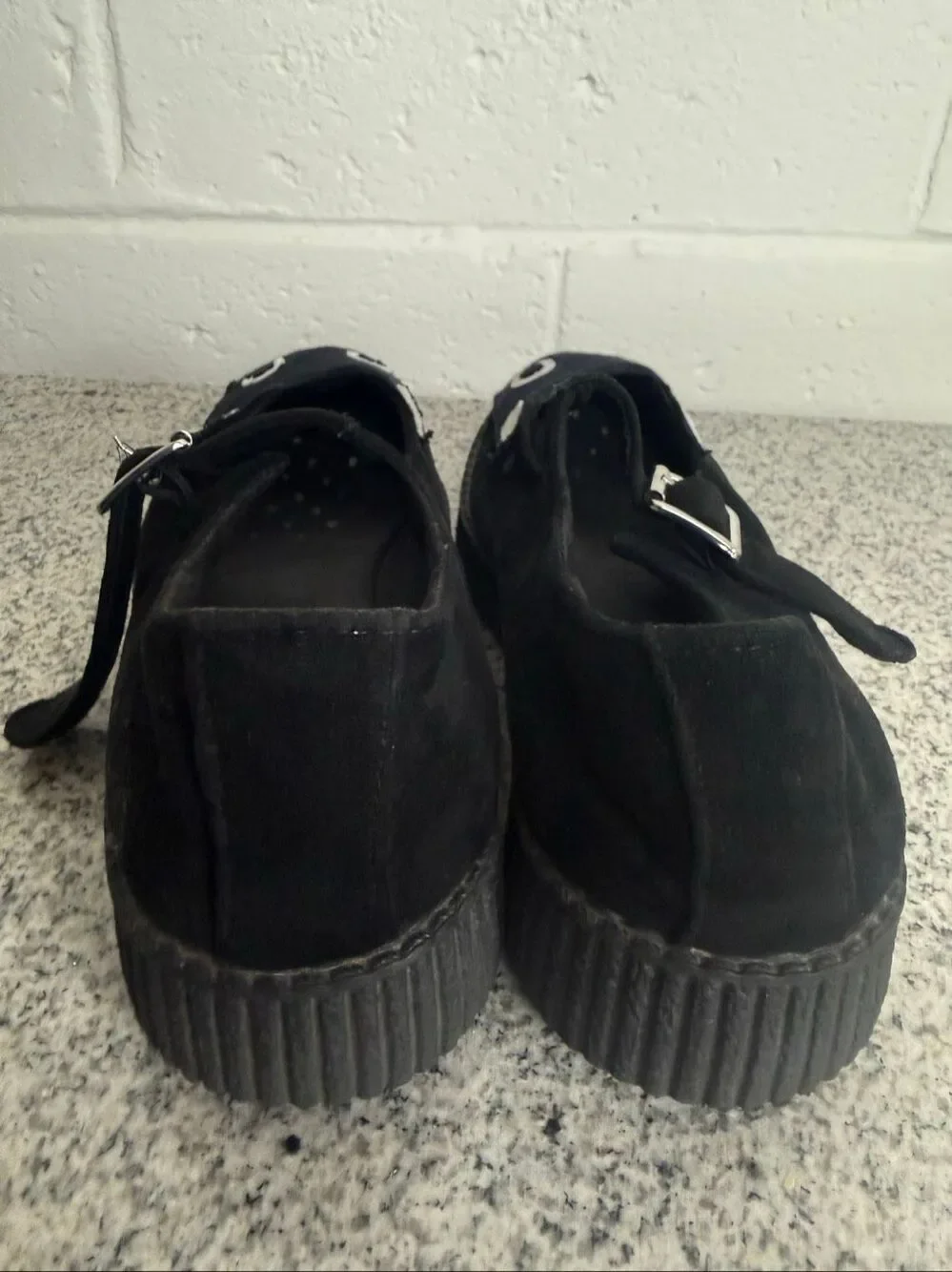 T.U.K. Kitty Cat Mary Jane Creeper Shoes Black White Women’s Size 9 Goth Punk